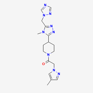 molecular formula C17H23N9O B5646759 1-[(4-methyl-1H-pyrazol-1-yl)acetyl]-4-[4-methyl-5-(1H-1,2,4-triazol-1-ylmethyl)-4H-1,2,4-triazol-3-yl]piperidine 