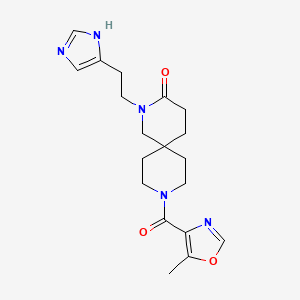 molecular formula C19H25N5O3 B5646763 2-[2-(1H-imidazol-4-yl)ethyl]-9-[(5-methyl-1,3-oxazol-4-yl)carbonyl]-2,9-diazaspiro[5.5]undecan-3-one 