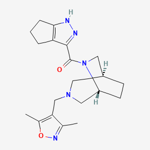 molecular formula C20H27N5O2 B5646819 (1S*,5R*)-3-[(3,5-dimethylisoxazol-4-yl)methyl]-6-(1,4,5,6-tetrahydrocyclopenta[c]pyrazol-3-ylcarbonyl)-3,6-diazabicyclo[3.2.2]nonane 