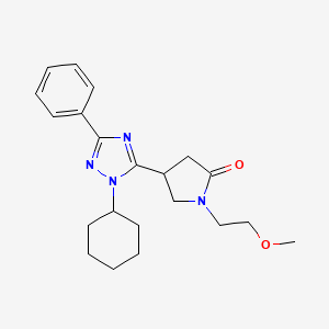 molecular formula C21H28N4O2 B5646832 4-(1-cyclohexyl-3-phenyl-1H-1,2,4-triazol-5-yl)-1-(2-methoxyethyl)pyrrolidin-2-one 