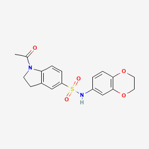 molecular formula C18H18N2O5S B5646867 1-acetyl-N-(2,3-dihydro-1,4-benzodioxin-6-yl)-5-indolinesulfonamide 