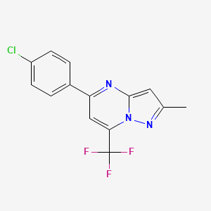molecular formula C14H9ClF3N3 B5646881 5-(4-chlorophenyl)-2-methyl-7-(trifluoromethyl)pyrazolo[1,5-a]pyrimidine 