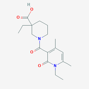 molecular formula C18H26N2O4 B5646923 3-ethyl-1-[(1-ethyl-4,6-dimethyl-2-oxo-1,2-dihydro-3-pyridinyl)carbonyl]-3-piperidinecarboxylic acid 