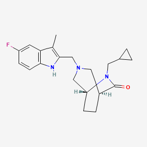 molecular formula C21H26FN3O B5646938 (1S*,5R*)-6-(cyclopropylmethyl)-3-[(5-fluoro-3-methyl-1H-indol-2-yl)methyl]-3,6-diazabicyclo[3.2.2]nonan-7-one 
