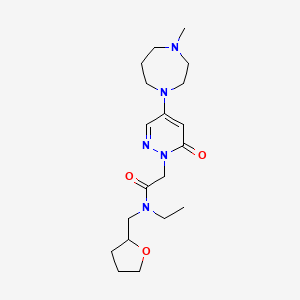 molecular formula C19H31N5O3 B5646964 N-ethyl-2-[4-(4-methyl-1,4-diazepan-1-yl)-6-oxopyridazin-1(6H)-yl]-N-(tetrahydrofuran-2-ylmethyl)acetamide 