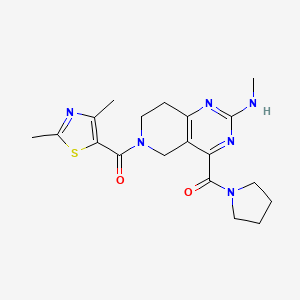 molecular formula C19H24N6O2S B5646971 6-[(2,4-dimethyl-1,3-thiazol-5-yl)carbonyl]-N-methyl-4-(pyrrolidin-1-ylcarbonyl)-5,6,7,8-tetrahydropyrido[4,3-d]pyrimidin-2-amine 
