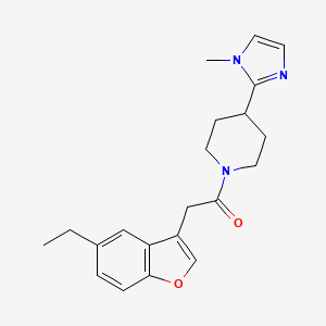 molecular formula C21H25N3O2 B5646984 1-[(5-ethyl-1-benzofuran-3-yl)acetyl]-4-(1-methyl-1H-imidazol-2-yl)piperidine 