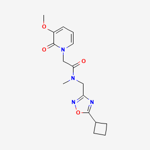 molecular formula C16H20N4O4 B5646992 N-[(5-cyclobutyl-1,2,4-oxadiazol-3-yl)methyl]-2-(3-methoxy-2-oxopyridin-1(2H)-yl)-N-methylacetamide 