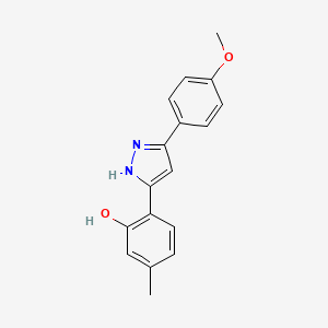 molecular formula C17H16N2O2 B5647022 2-[5-(4-methoxyphenyl)-1H-pyrazol-3-yl]-5-methylphenol 