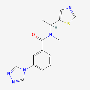 molecular formula C15H15N5OS B5647028 N-methyl-N-[1-(1,3-thiazol-5-yl)ethyl]-3-(4H-1,2,4-triazol-4-yl)benzamide 