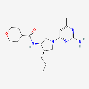 molecular formula C18H29N5O2 B5647064 N-[rel-(3R,4S)-1-(2-amino-6-methyl-4-pyrimidinyl)-4-propyl-3-pyrrolidinyl]tetrahydro-2H-pyran-4-carboxamide hydrochloride 