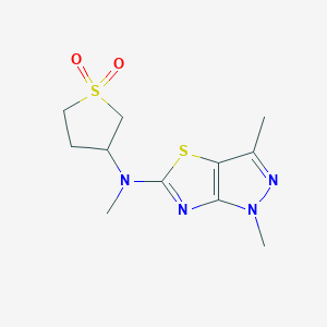 molecular formula C11H16N4O2S2 B5647101 N-(1,1-dioxidotetrahydro-3-thienyl)-N,1,3-trimethyl-1H-pyrazolo[3,4-d][1,3]thiazol-5-amine 