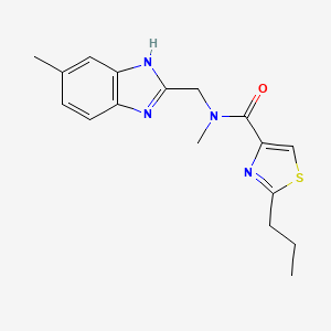 molecular formula C17H20N4OS B5647108 N-methyl-N-[(5-methyl-1H-benzimidazol-2-yl)methyl]-2-propyl-1,3-thiazole-4-carboxamide 