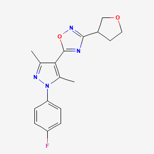 molecular formula C17H17FN4O2 B5647231 5-[1-(4-fluorophenyl)-3,5-dimethyl-1H-pyrazol-4-yl]-3-(tetrahydrofuran-3-yl)-1,2,4-oxadiazole 