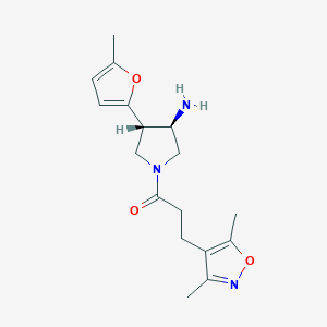 molecular formula C17H23N3O3 B5647243 (3R*,4S*)-1-[3-(3,5-dimethylisoxazol-4-yl)propanoyl]-4-(5-methyl-2-furyl)pyrrolidin-3-amine 