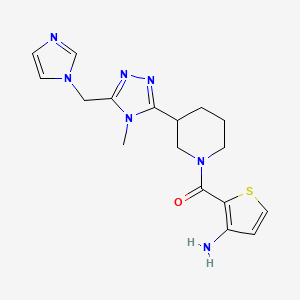 molecular formula C17H21N7OS B5647252 [2-({3-[5-(1H-imidazol-1-ylmethyl)-4-methyl-4H-1,2,4-triazol-3-yl]-1-piperidinyl}carbonyl)-3-thienyl]amine hydrochloride 