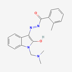 molecular formula C19H20N4O2 B5647369 N'-{1-[(dimethylamino)methyl]-2-oxo-1,2-dihydro-3H-indol-3-ylidene}-2-methylbenzohydrazide 