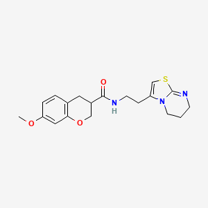 molecular formula C19H23N3O3S B5647384 N-[2-(6,7-dihydro-5H-[1,3]thiazolo[3,2-a]pyrimidin-3-yl)ethyl]-7-methoxychromane-3-carboxamide 