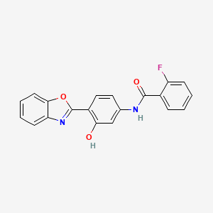 molecular formula C20H13FN2O3 B5647391 N-[4-(1,3-benzoxazol-2-yl)-3-hydroxyphenyl]-2-fluorobenzamide 