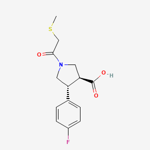 molecular formula C14H16FNO3S B5647403 (3S*,4R*)-4-(4-fluorophenyl)-1-[(methylthio)acetyl]-3-pyrrolidinecarboxylic acid 