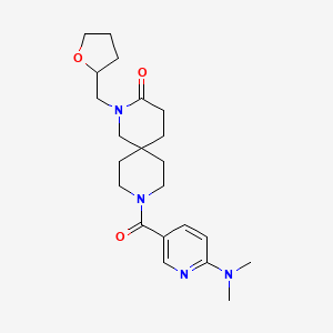 molecular formula C22H32N4O3 B5647410 9-{[6-(dimethylamino)pyridin-3-yl]carbonyl}-2-(tetrahydrofuran-2-ylmethyl)-2,9-diazaspiro[5.5]undecan-3-one 