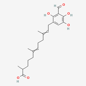 molecular formula C22H30O6 B564742 12-(3-Formyl-2,4,5-trihydroxyphenyl)-2,6,10-trimethyldodeca-6,10-dienoic acid CAS No. 105064-31-1