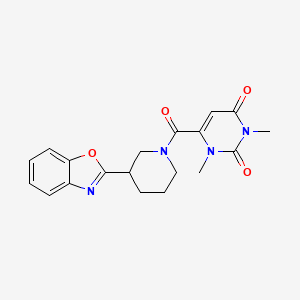 molecular formula C19H20N4O4 B5647423 6-{[3-(1,3-benzoxazol-2-yl)-1-piperidinyl]carbonyl}-1,3-dimethyl-2,4(1H,3H)-pyrimidinedione 