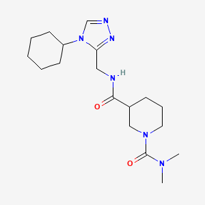 molecular formula C18H30N6O2 B5647450 N~3~-[(4-cyclohexyl-4H-1,2,4-triazol-3-yl)methyl]-N~1~,N~1~-dimethyl-1,3-piperidinedicarboxamide 