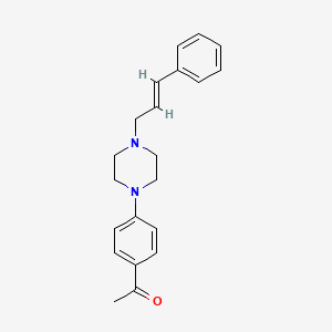 molecular formula C21H24N2O B5647495 1-{4-[4-(3-phenyl-2-propen-1-yl)-1-piperazinyl]phenyl}ethanone 