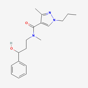 molecular formula C18H25N3O2 B5647496 N-(3-hydroxy-3-phenylpropyl)-N,3-dimethyl-1-propyl-1H-pyrazole-4-carboxamide 