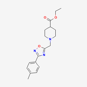 molecular formula C18H23N3O3 B5647507 ethyl 1-{[3-(4-methylphenyl)-1,2,4-oxadiazol-5-yl]methyl}-4-piperidinecarboxylate 