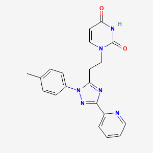 molecular formula C20H18N6O2 B5647553 1-{2-[1-(4-methylphenyl)-3-pyridin-2-yl-1H-1,2,4-triazol-5-yl]ethyl}pyrimidine-2,4(1H,3H)-dione 