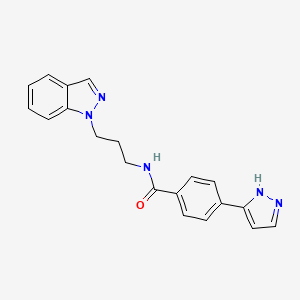 molecular formula C20H19N5O B5647556 N-[3-(1H-indazol-1-yl)propyl]-4-(1H-pyrazol-3-yl)benzamide 