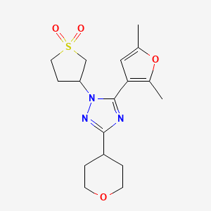 molecular formula C17H23N3O4S B5647577 5-(2,5-dimethyl-3-furyl)-1-(1,1-dioxidotetrahydro-3-thienyl)-3-(tetrahydro-2H-pyran-4-yl)-1H-1,2,4-triazole 