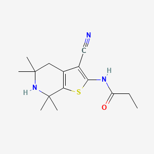 molecular formula C15H21N3OS B5647616 N-(3-cyano-5,5,7,7-tetramethyl-4,5,6,7-tetrahydrothieno[2,3-c]pyridin-2-yl)propanamide 