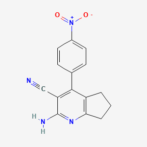molecular formula C15H12N4O2 B5647622 2-amino-4-(4-nitrophenyl)-6,7-dihydro-5H-cyclopenta[b]pyridine-3-carbonitrile 
