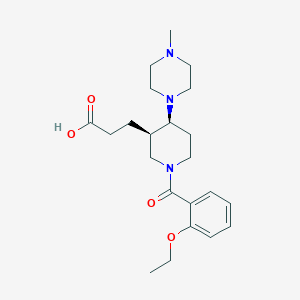 molecular formula C22H33N3O4 B5647626 3-[(3R*,4S*)-1-(2-ethoxybenzoyl)-4-(4-methylpiperazin-1-yl)piperidin-3-yl]propanoic acid 