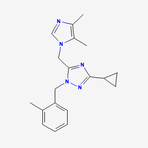 molecular formula C19H23N5 B5647631 3-cyclopropyl-5-[(4,5-dimethyl-1H-imidazol-1-yl)methyl]-1-(2-methylbenzyl)-1H-1,2,4-triazole 