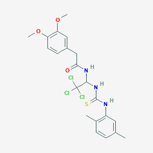 molecular formula C21H24Cl3N3O3S B5647635 2-(3,4-dimethoxyphenyl)-N-[2,2,2-trichloro-1-({[(2,5-dimethylphenyl)amino]carbonothioyl}amino)ethyl]acetamide 