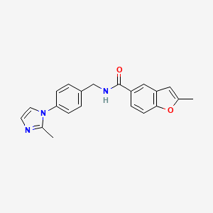molecular formula C21H19N3O2 B5647650 2-methyl-N-[4-(2-methyl-1H-imidazol-1-yl)benzyl]-1-benzofuran-5-carboxamide 