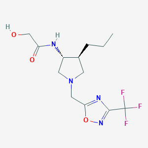 molecular formula C13H19F3N4O3 B5647665 2-hydroxy-N-(rel-(3R,4S)-4-propyl-1-{[3-(trifluoromethyl)-1,2,4-oxadiazol-5-yl]methyl}-3-pyrrolidinyl)acetamide hydrochloride 