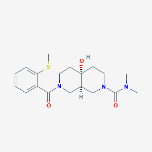 molecular formula C19H27N3O3S B5647681 (4aR*,8aR*)-4a-hydroxy-N,N-dimethyl-7-[2-(methylthio)benzoyl]octahydro-2,7-naphthyridine-2(1H)-carboxamide 