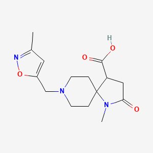 molecular formula C15H21N3O4 B5647706 1-methyl-8-[(3-methylisoxazol-5-yl)methyl]-2-oxo-1,8-diazaspiro[4.5]decane-4-carboxylic acid 