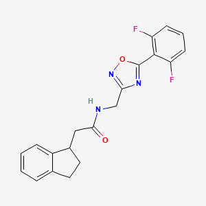 molecular formula C20H17F2N3O2 B5647712 N-{[5-(2,6-difluorophenyl)-1,2,4-oxadiazol-3-yl]methyl}-2-(2,3-dihydro-1H-inden-1-yl)acetamide 