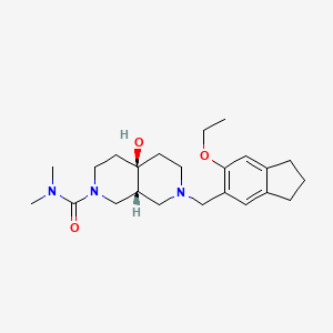 molecular formula C23H35N3O3 B5647724 (4aR*,8aR*)-7-[(6-ethoxy-2,3-dihydro-1H-inden-5-yl)methyl]-4a-hydroxy-N,N-dimethyloctahydro-2,7-naphthyridine-2(1H)-carboxamide 