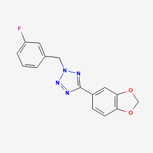molecular formula C15H11FN4O2 B5647801 5-(1,3-benzodioxol-5-yl)-2-(3-fluorobenzyl)-2H-tetrazole 