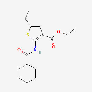molecular formula C16H23NO3S B5647814 ethyl 2-[(cyclohexylcarbonyl)amino]-5-ethyl-3-thiophenecarboxylate 