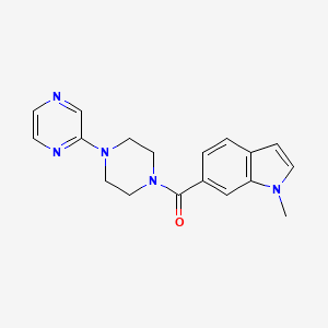 molecular formula C18H19N5O B5647822 1-methyl-6-{[4-(2-pyrazinyl)-1-piperazinyl]carbonyl}-1H-indole 