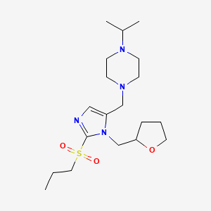 molecular formula C19H34N4O3S B5647841 1-isopropyl-4-{[2-(propylsulfonyl)-1-(tetrahydro-2-furanylmethyl)-1H-imidazol-5-yl]methyl}piperazine 