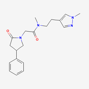 molecular formula C19H24N4O2 B5647866 N-methyl-N-[2-(1-methyl-1H-pyrazol-4-yl)ethyl]-2-(2-oxo-4-phenylpyrrolidin-1-yl)acetamide 